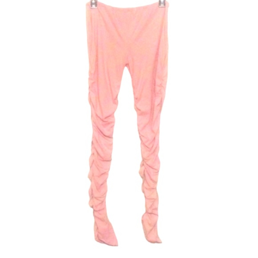 🌞 Plush Pink fitted ruched leggings asymmetrical hem line S